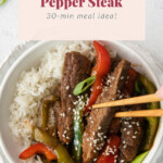 Pepper steak in a bowl.