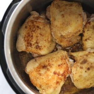 seared chicken thighs.