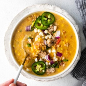 corn chowder in bowl