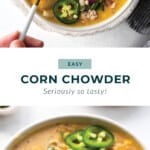 corn chowder in bowl