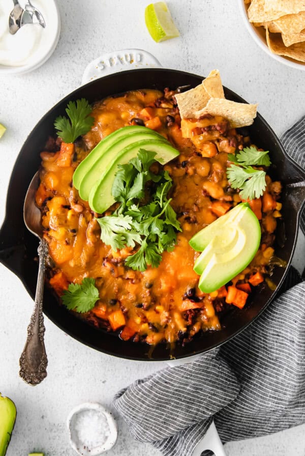 enchilada skillet in a cast iron skillet