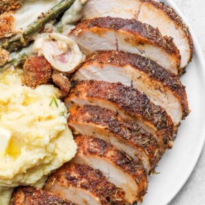 sliced tenderloin on plate