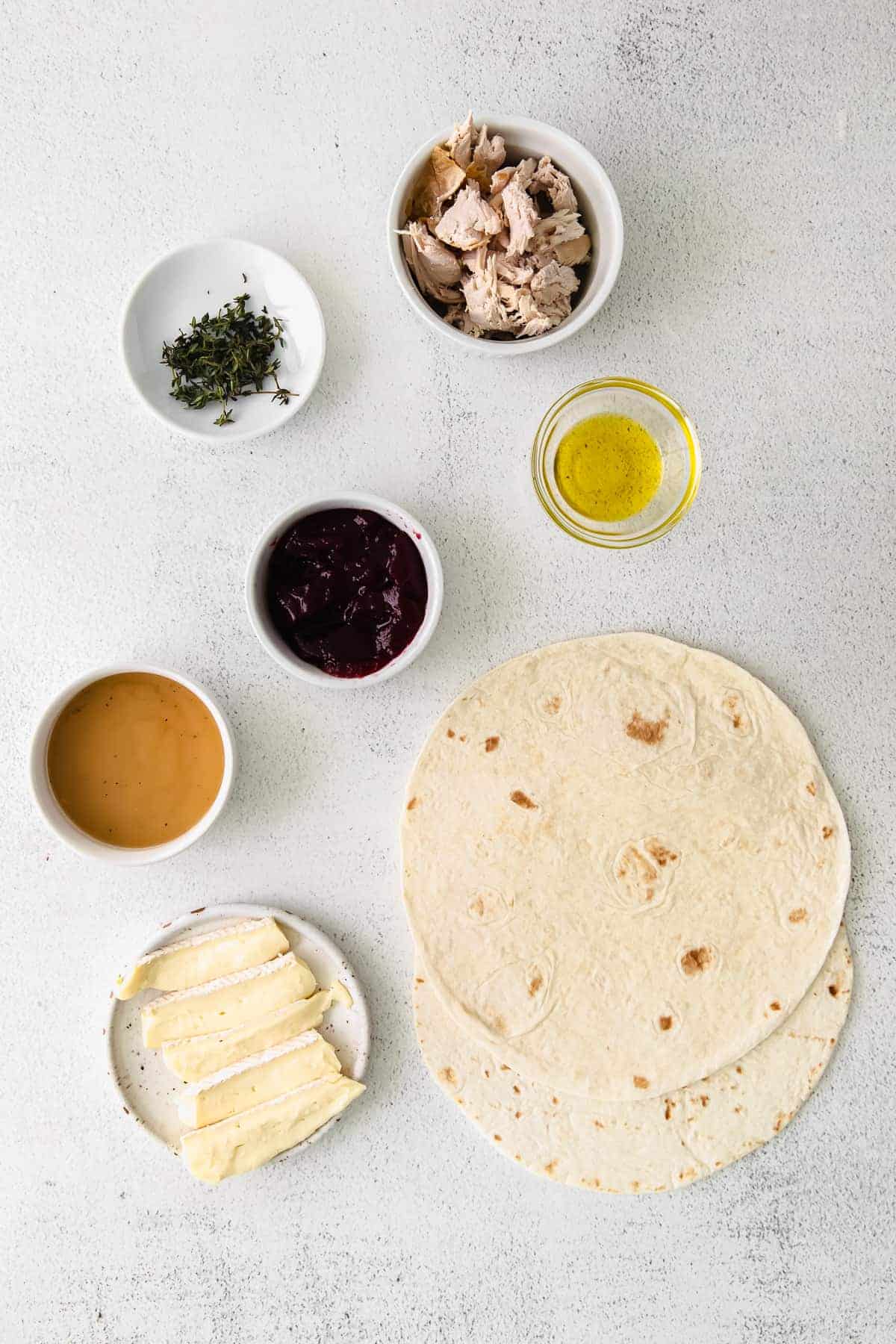 ingredients for leftover thanksgiving turkey quesadilla