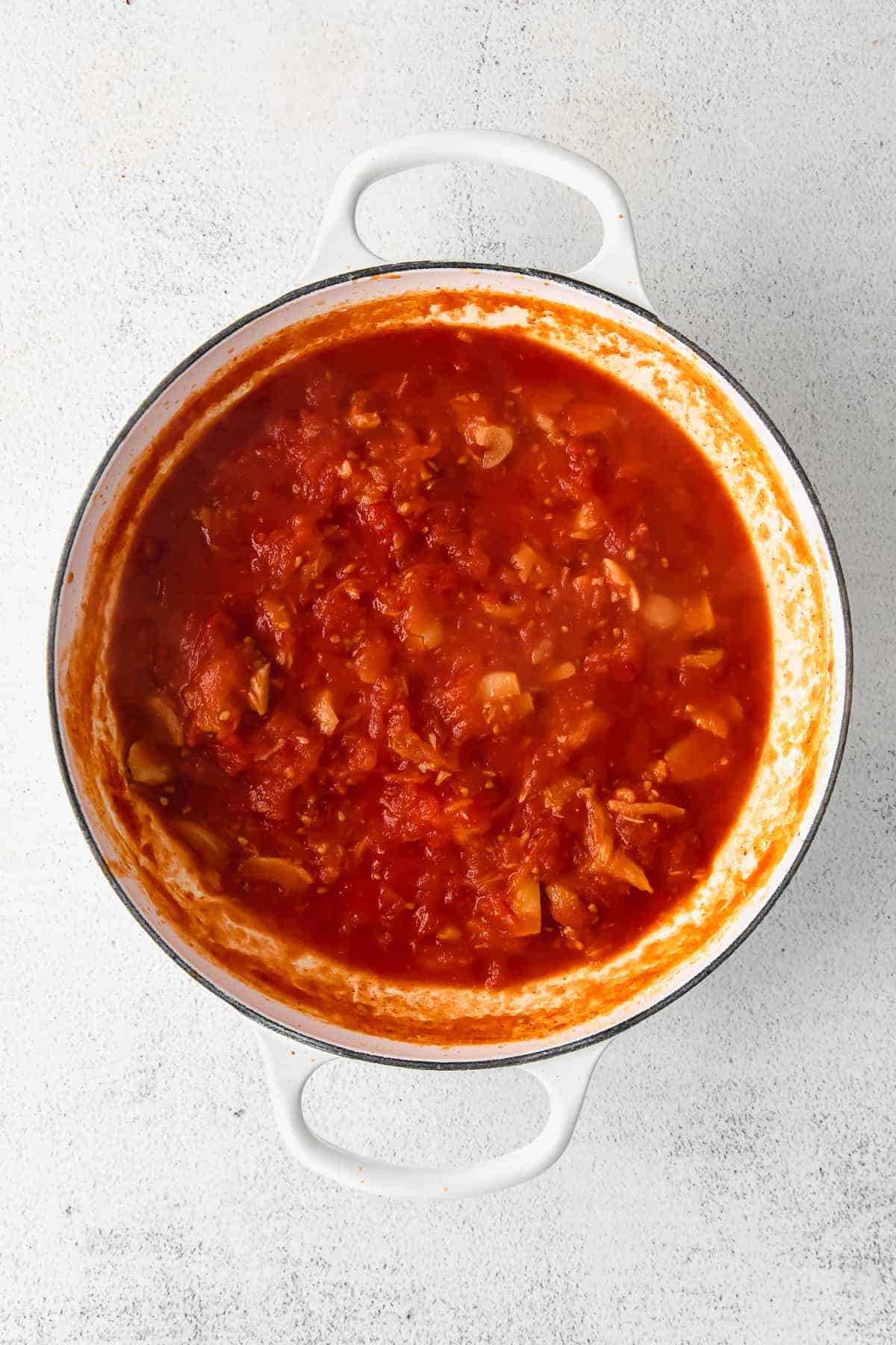 pasta sauce in Dutch oven