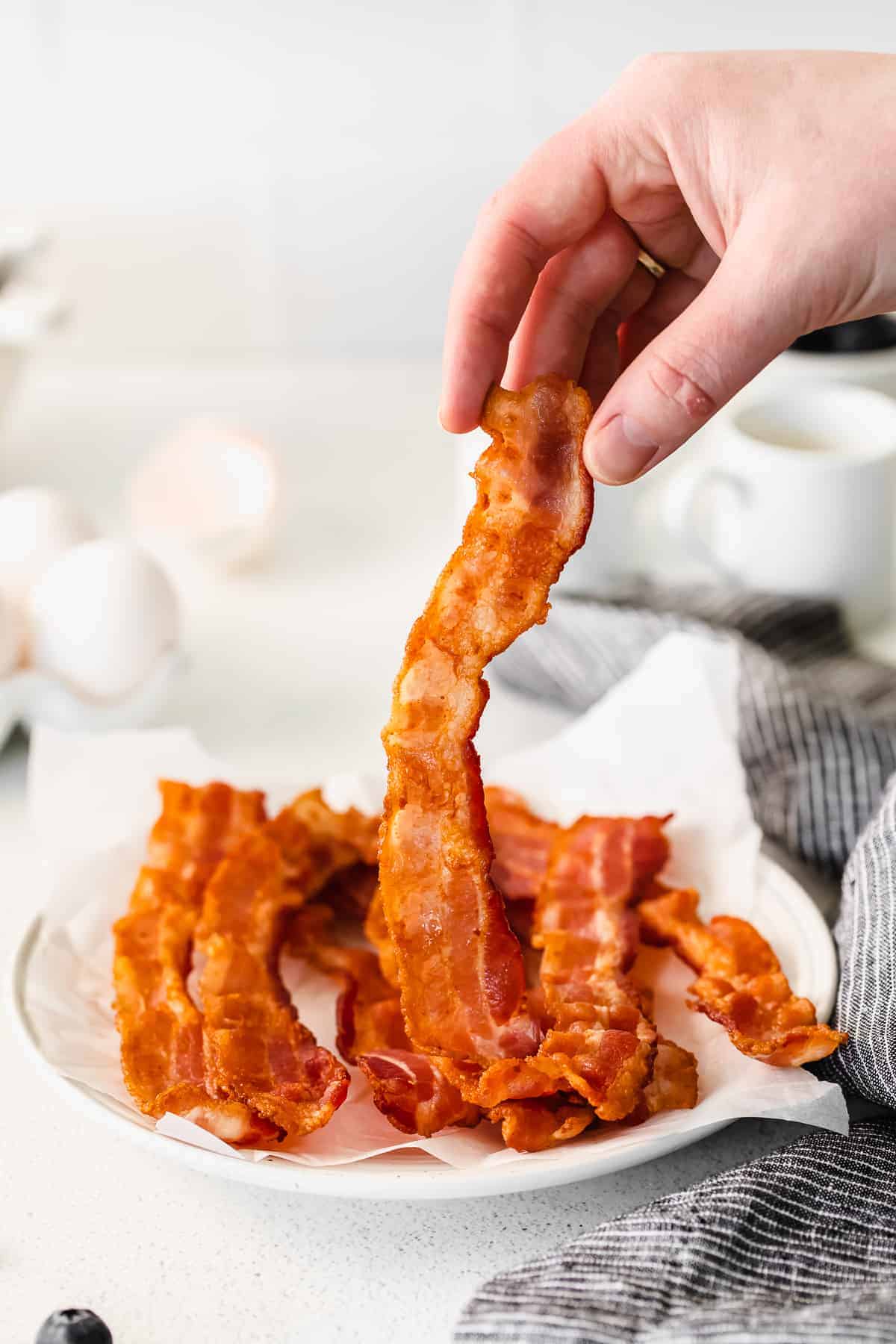 cooked bacon on plate