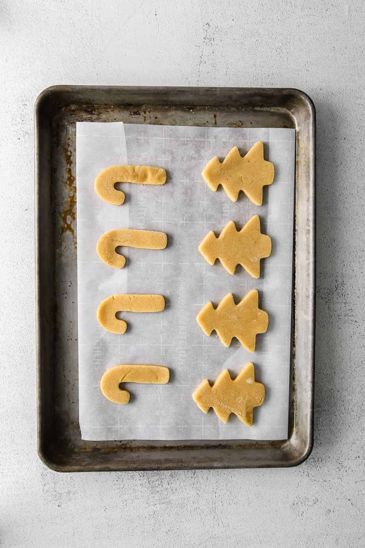 sugar cookies on baking sheet