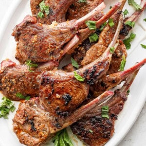 pan seared lamb chops on a plate