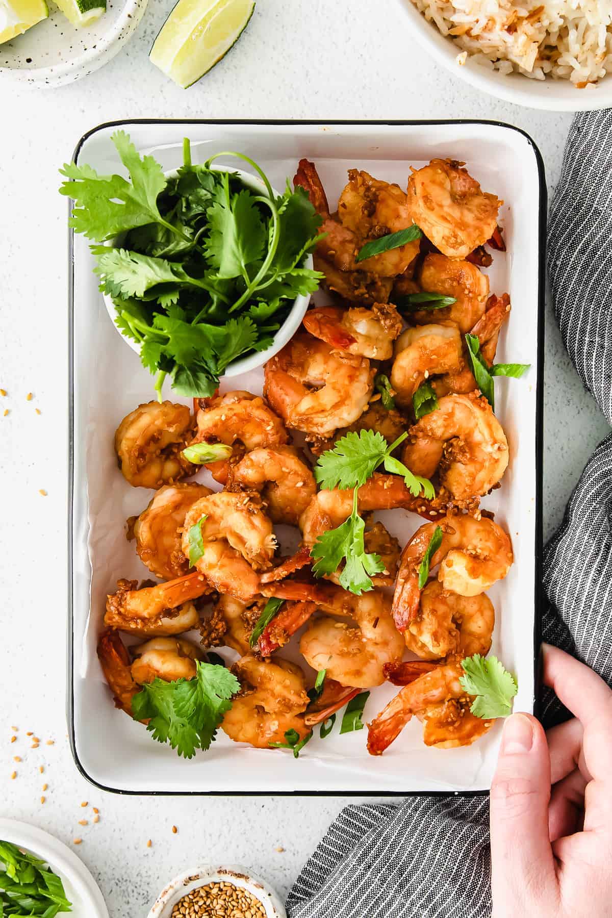 Sauteed Shrimp in a pan. 