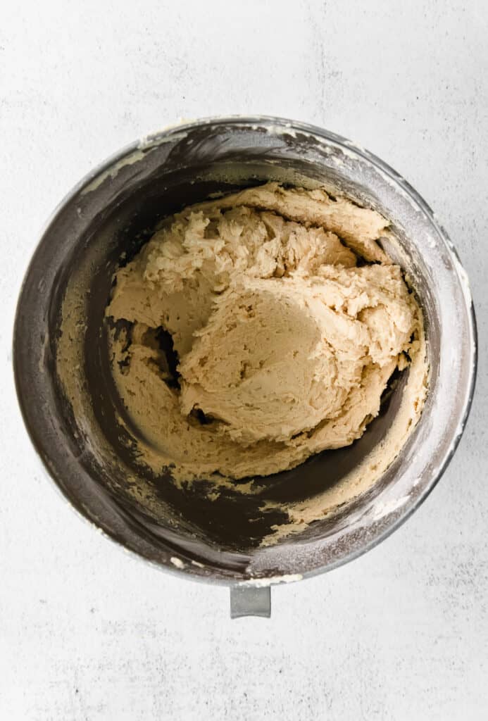 Snickerdoodle cookie dough in a bowl. 