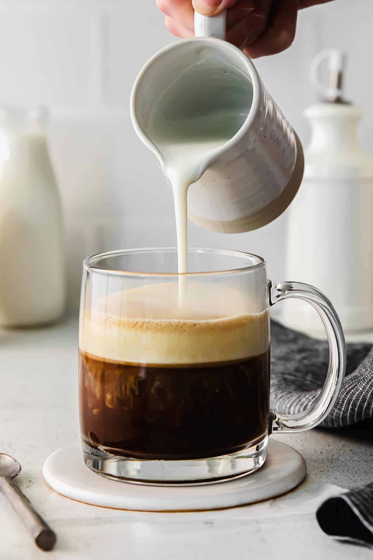 pouring milk into glass