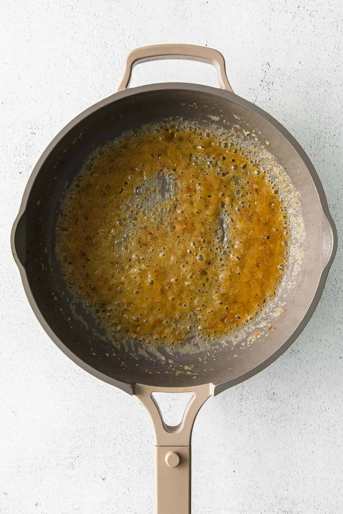 Butter and flour in a skilet pan. 