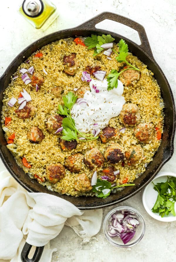 One Pot Za'atar Meatballs and Quinoa