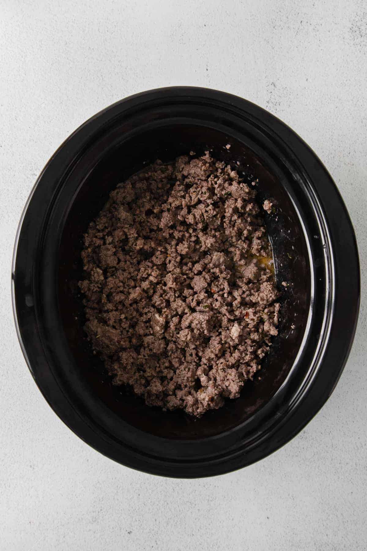 ground meat in the slow cooker