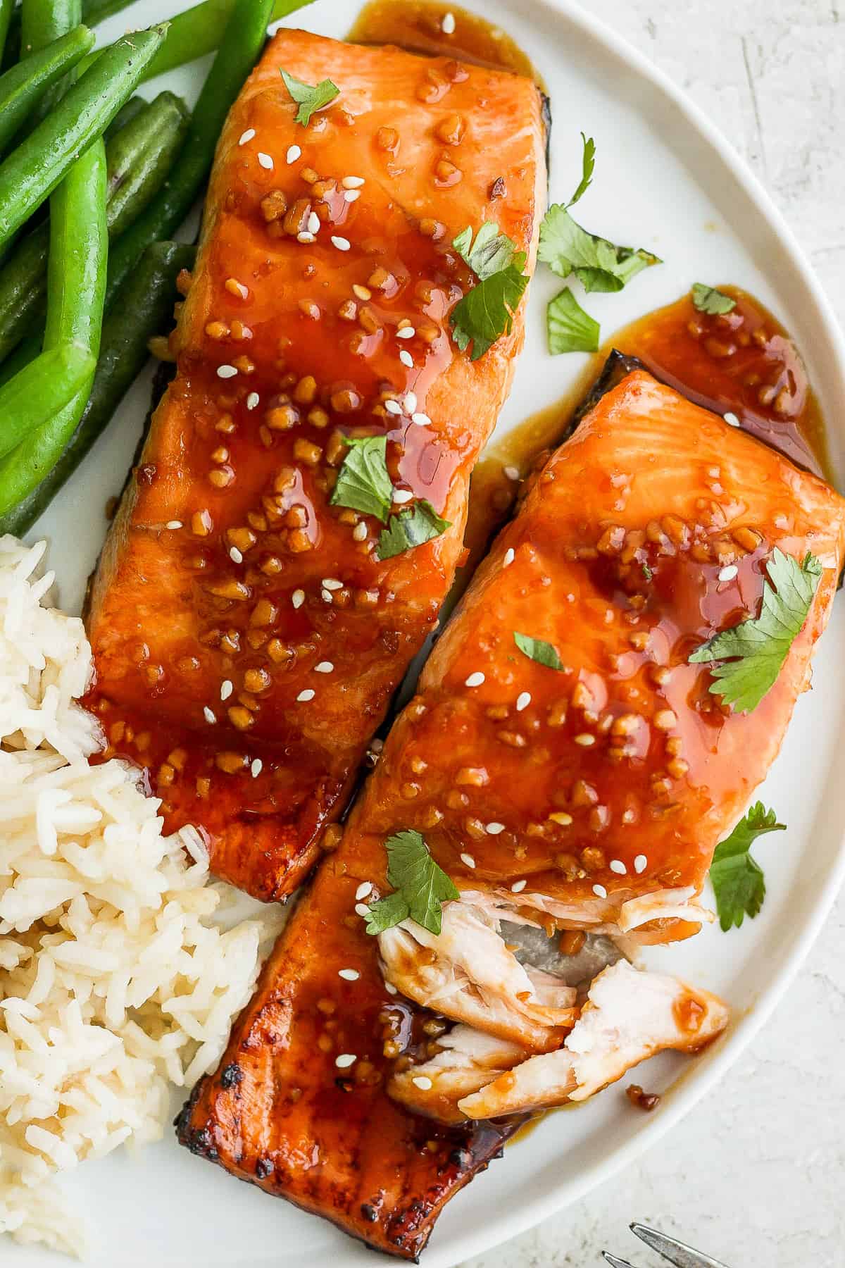 teriyaki salmon on plate