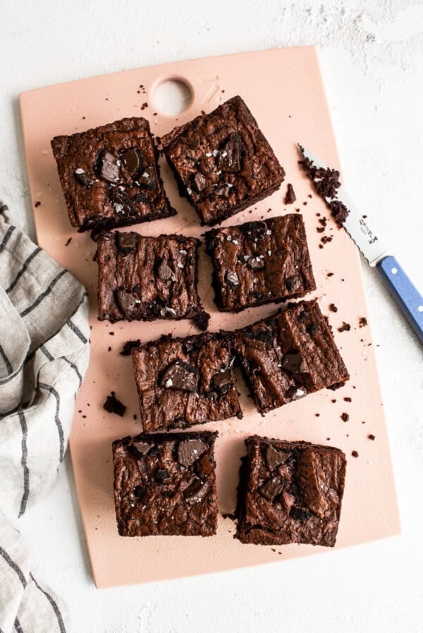 brownies on cutting board