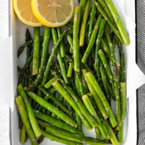 Air Fryer Asparagus on a platter