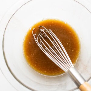 Maple mustard smoked salmon marinade in a bowl.