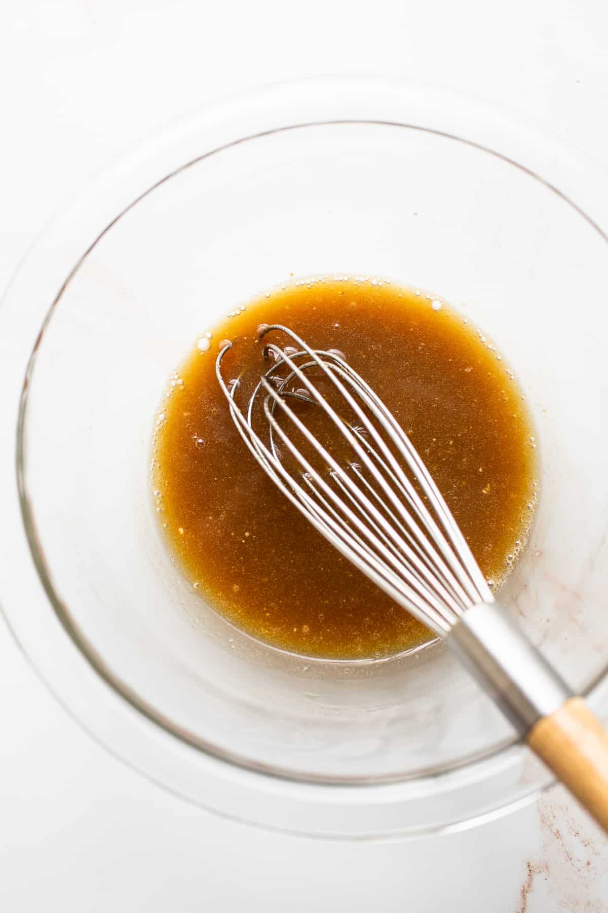 Salmon marinade in a clear bowl. 