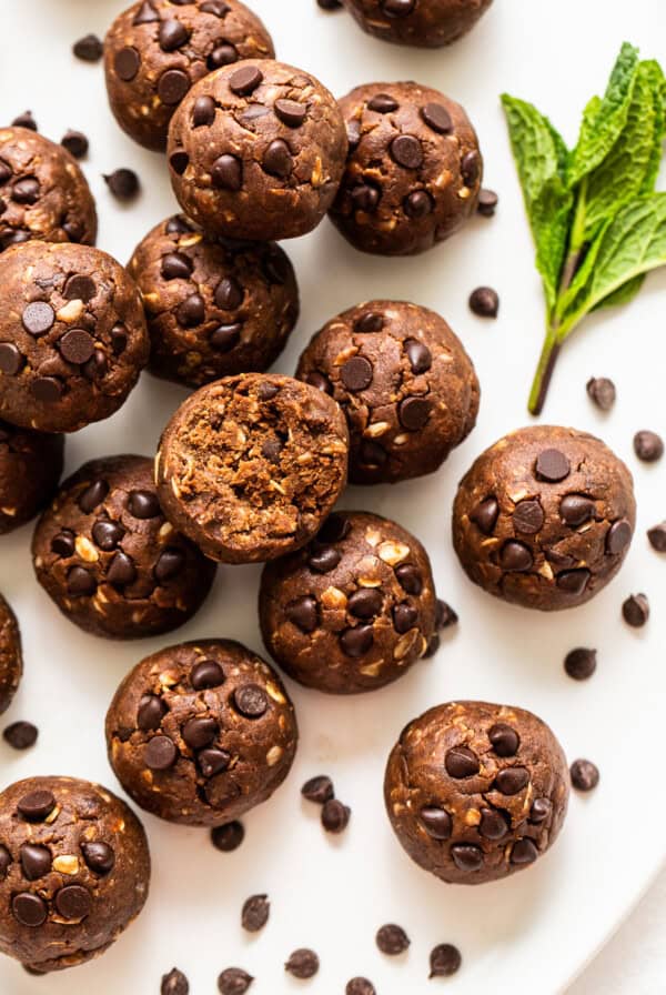 protein balls on plate.