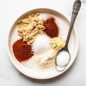 Dried spices on a plate.