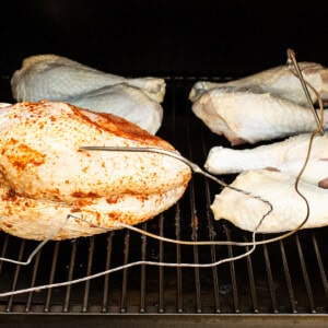 Smoked turkey legs on the smoker.