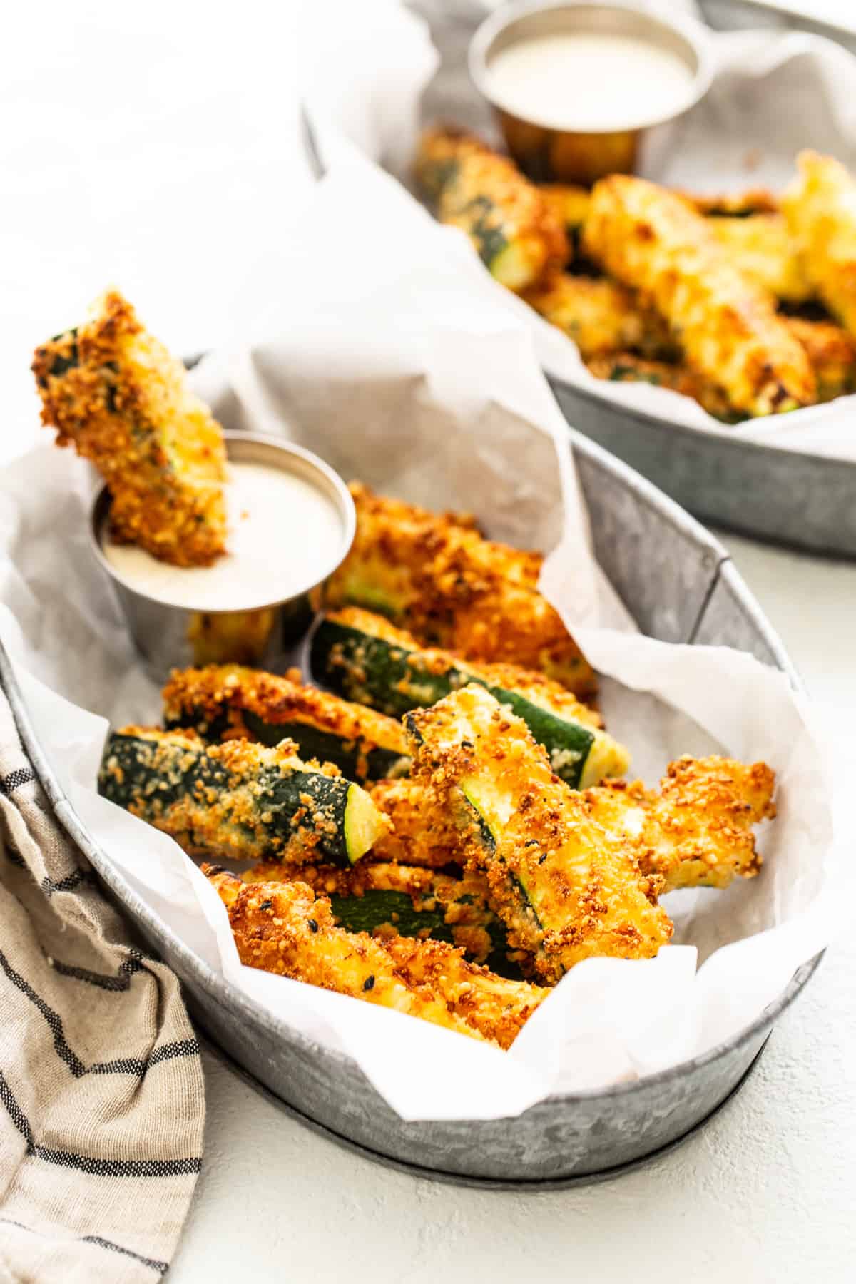 zucchini fries in basket.