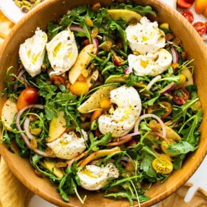 Apple burrata salad in a bowl.