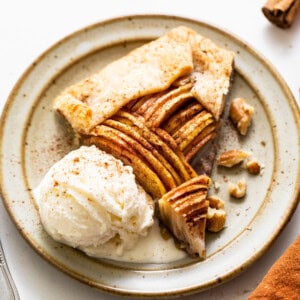 slice of apple galette on plate.