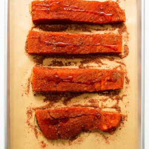 Salmon with cajon seasoning.