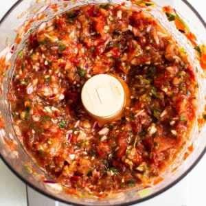 Salsa in a food processor.