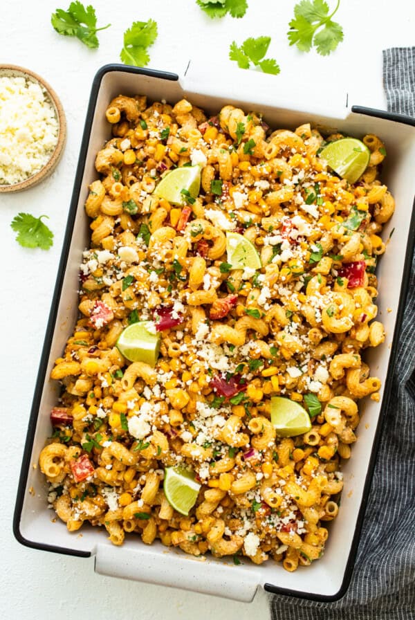 pasta salad in container.