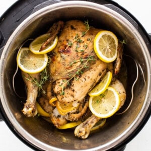 Instant Pot whole chicken with lemons.