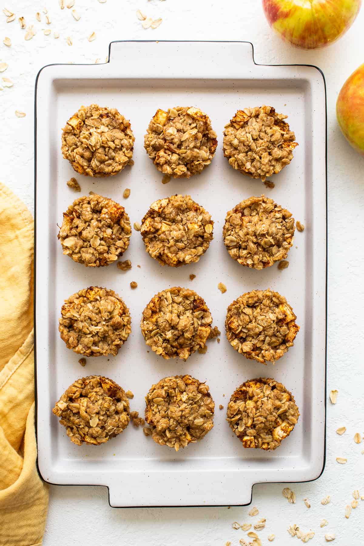 mini apple crisps on platter.