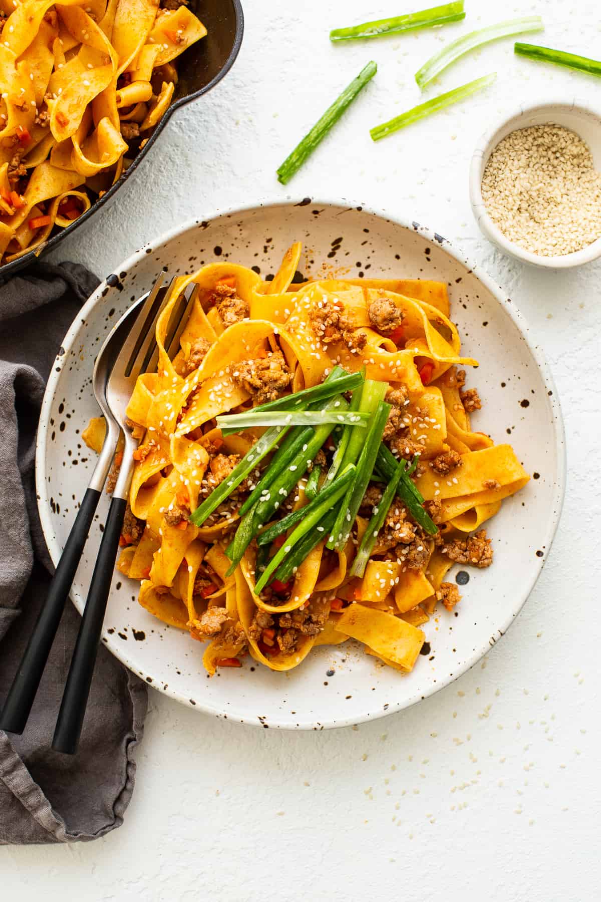 pork noodles on plate.