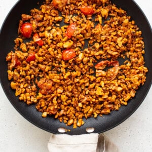 Walnut ground in a skillet.