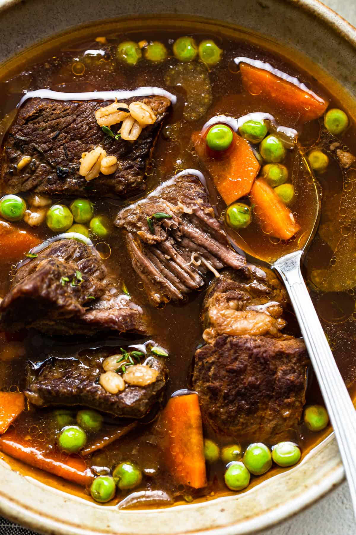 beef and barley soup.