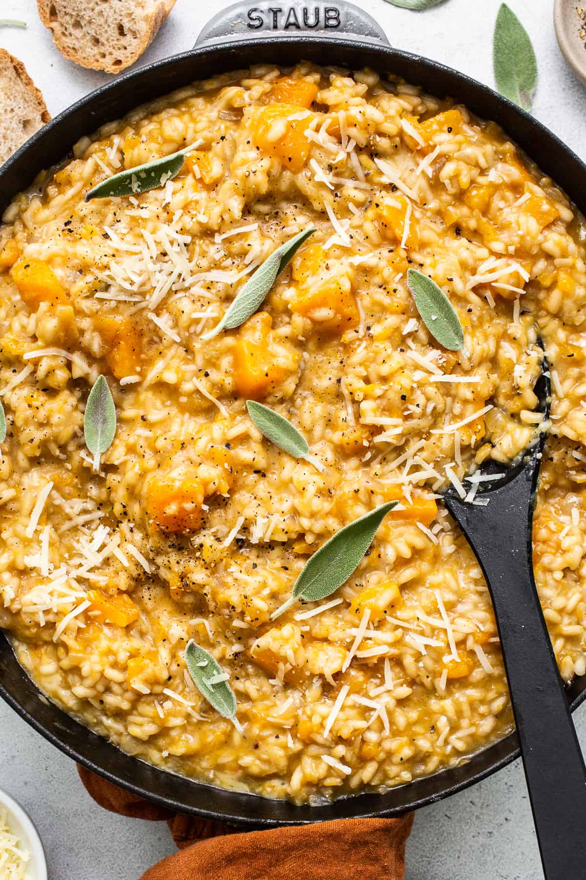 Butternut squash topped with parmesan. 