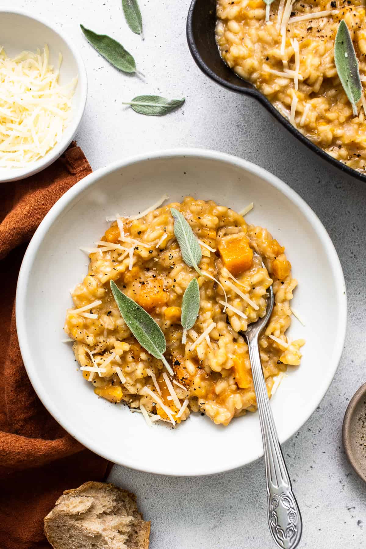 Butternut squash in a skillet. 