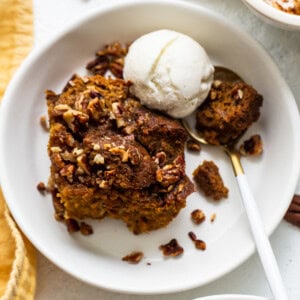 bread pudding and ice cream.