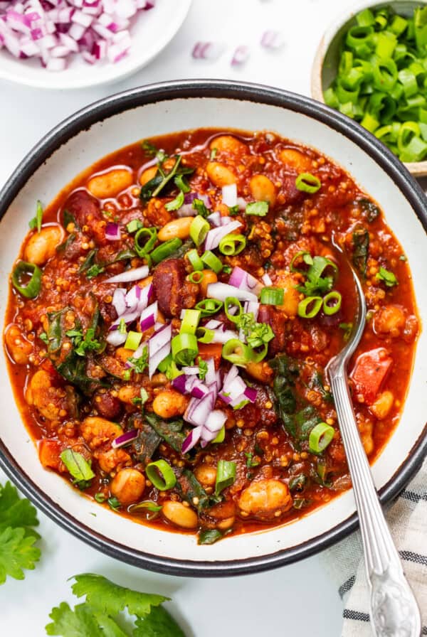 A bowl of Quinoa Chili.