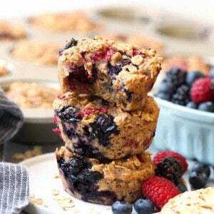 stack of baked oatmeal cups.