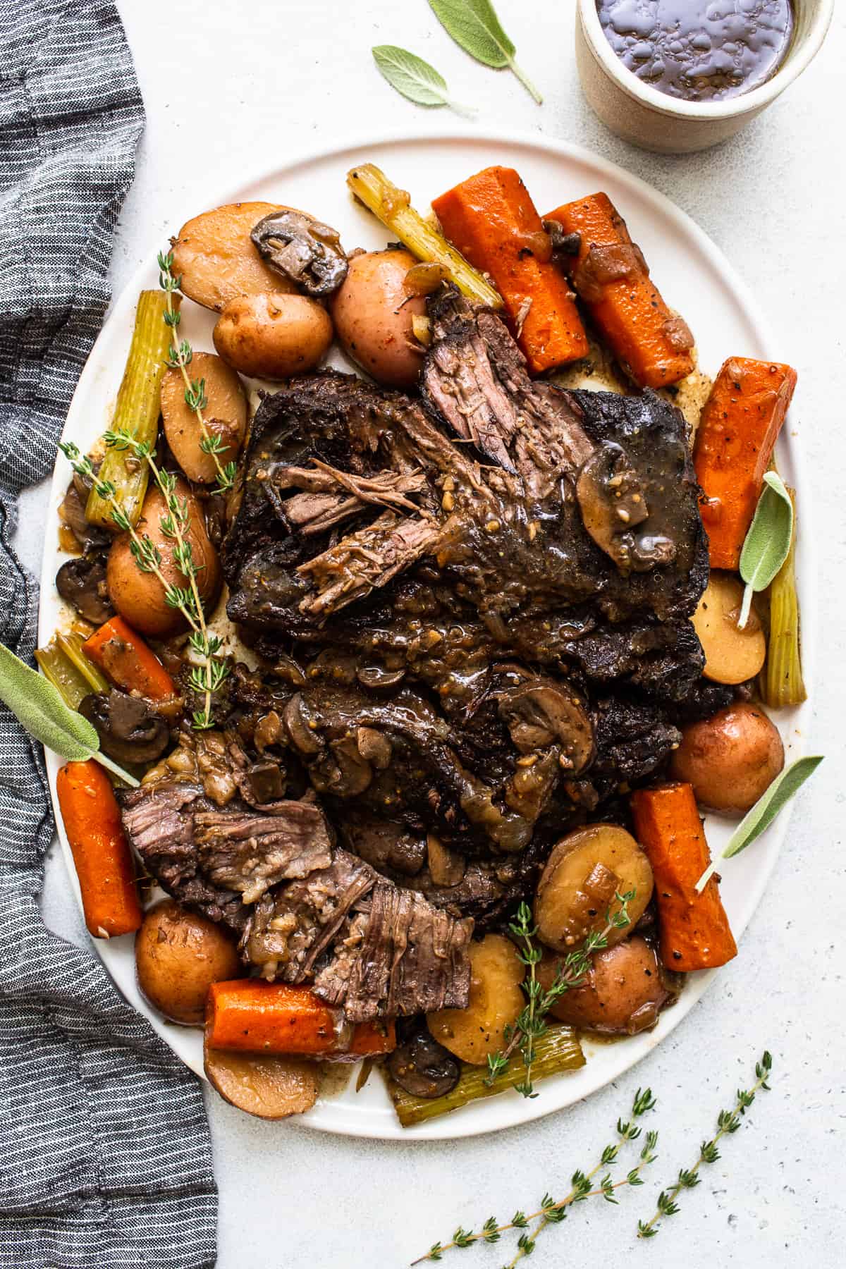 Pot roast on a plate.