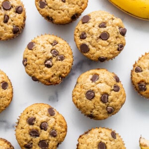 Banana bread muffins on a plate.