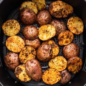 Roasted potatoes in an air fryer.