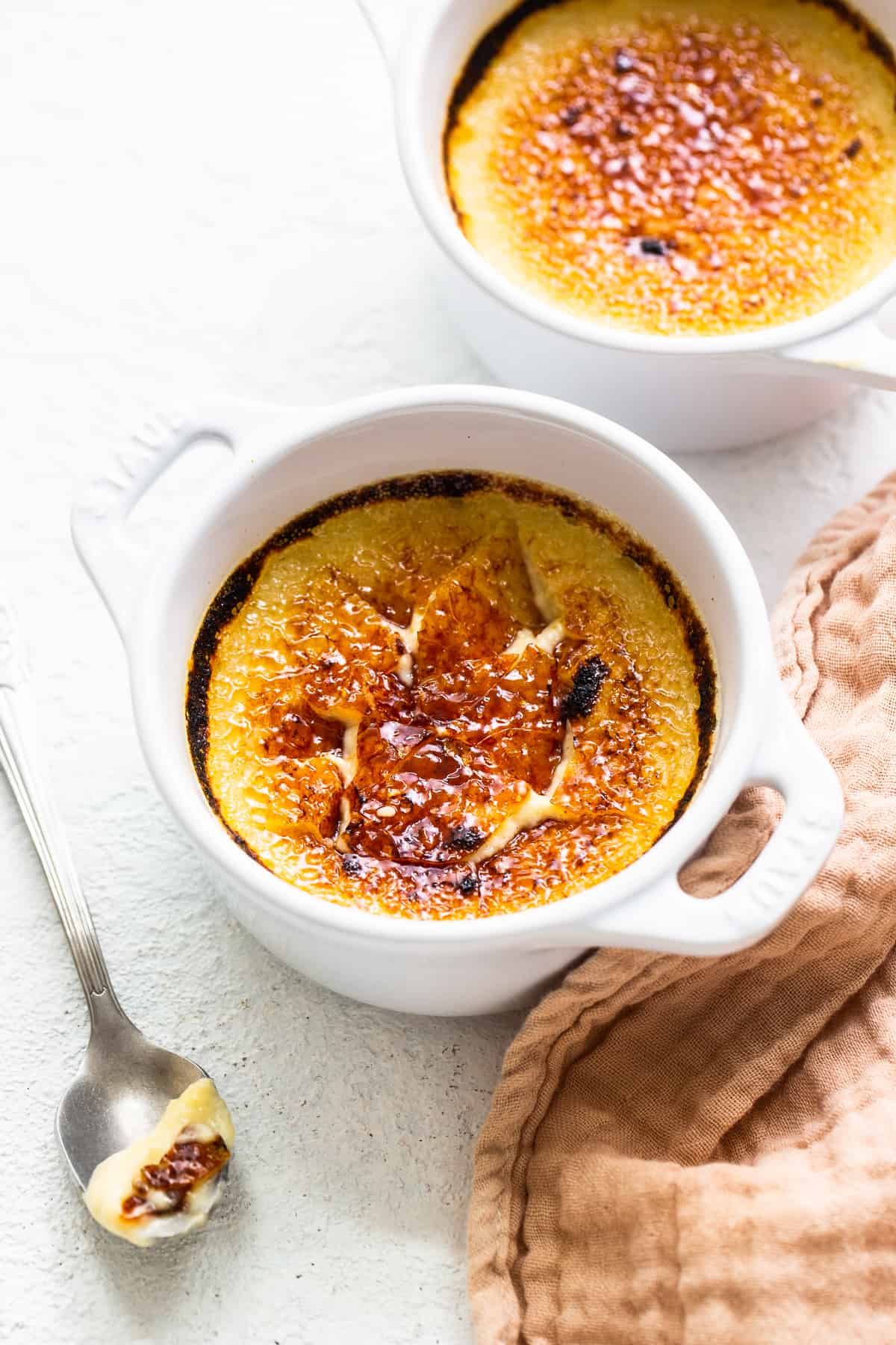 Eggnog Creme Brûlée with a cracked top. 