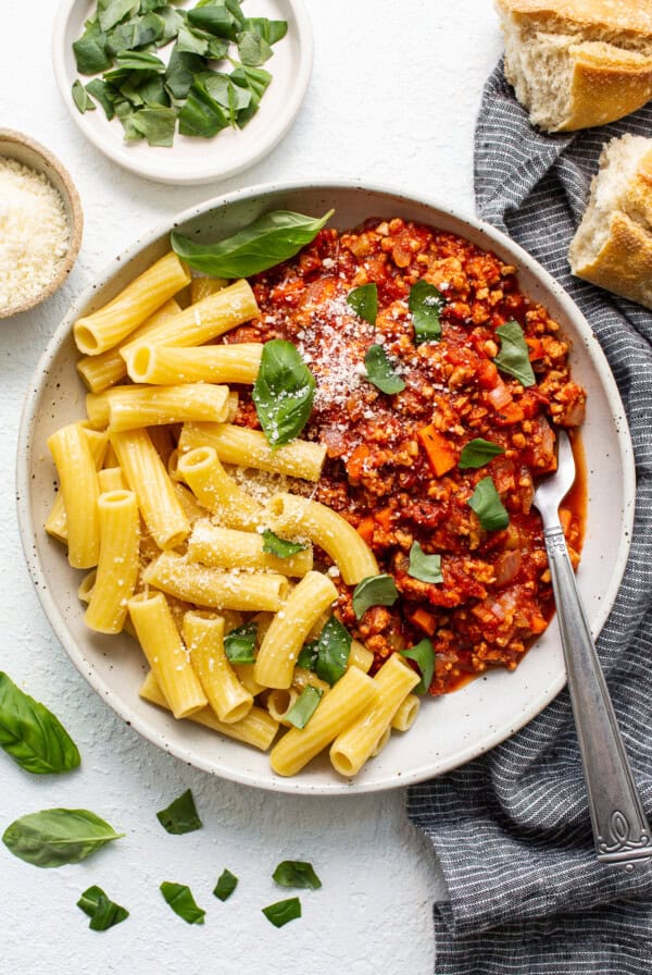 Ground chicken bolognese.