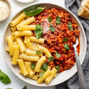 Ground chicken bolognese.