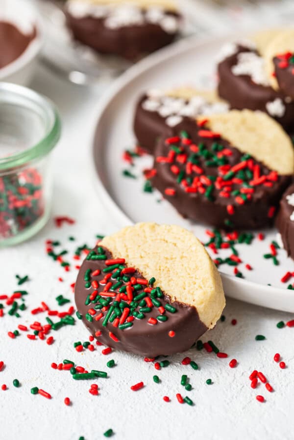 Shortbread cookies on a plate.