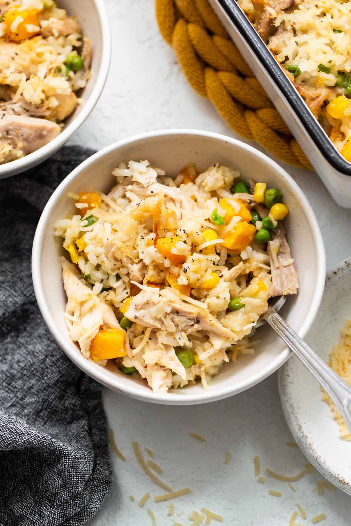 Turkey casserole in a bowl.