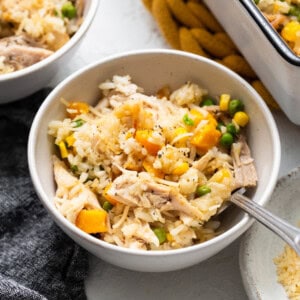 Turkey casserole in a bowl.